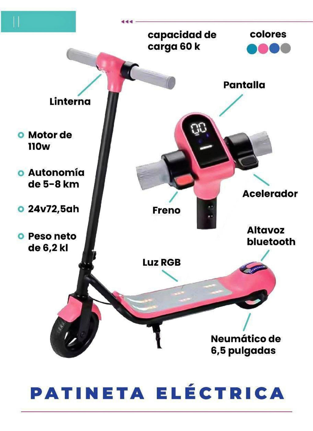 PATINETA SCOTER ELECTRICA PARA NIÑOS